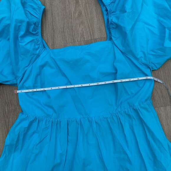 A New Day Mini Dress Puff Sleeves Smocked Cut Out Back Blue Womens Size XXL - Picture 8 of 15